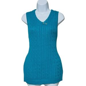 Lizgolf by Liz Claiborne Women’s Knit Tank Top XL Blue Sleeveless Pullover  Y2K